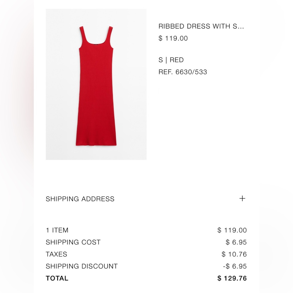 Red Ribbed Dress - Picture 2 of 3